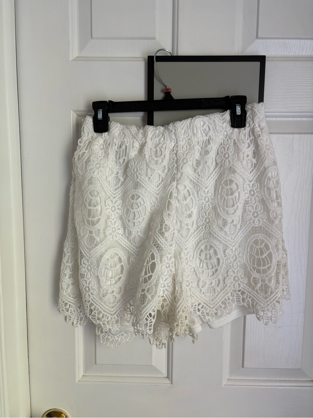 Ultra Pink White Crochet Lace Shorts